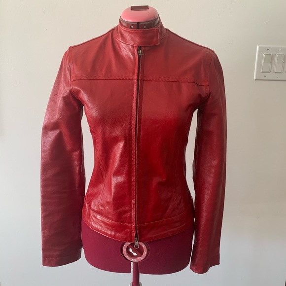 le chateau Jackets & Blazers - VINTAGE LE CHATEAU RED LEATHER JACKET